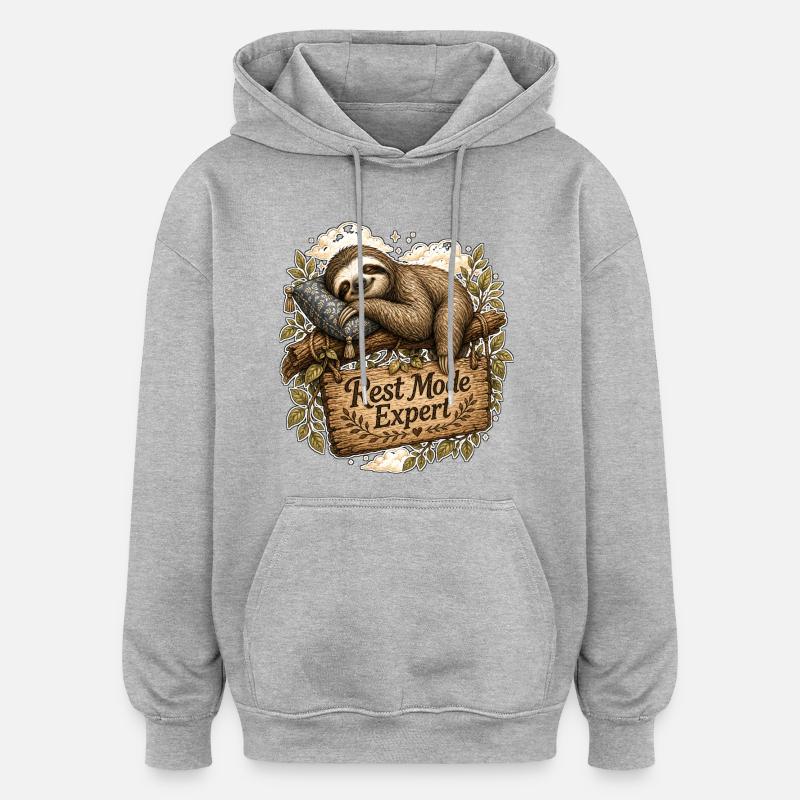 Rest Mode Expert Faultier - Oversized Unisex Hoodie - Grau meliert