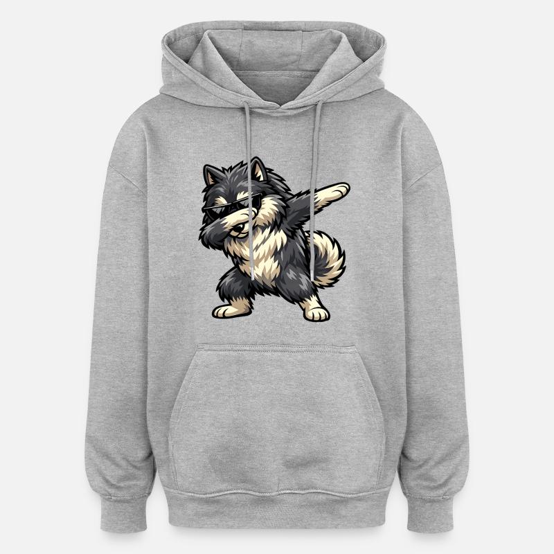 Dabbing Wolfsspitz - Oversized Unisex Hoodie - Grau meliert