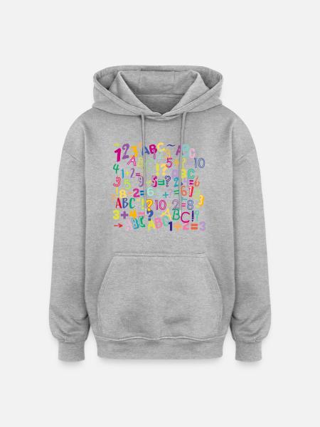 Zahlen_Schule - Sweat à capuche oversize unisexe - gris chiné