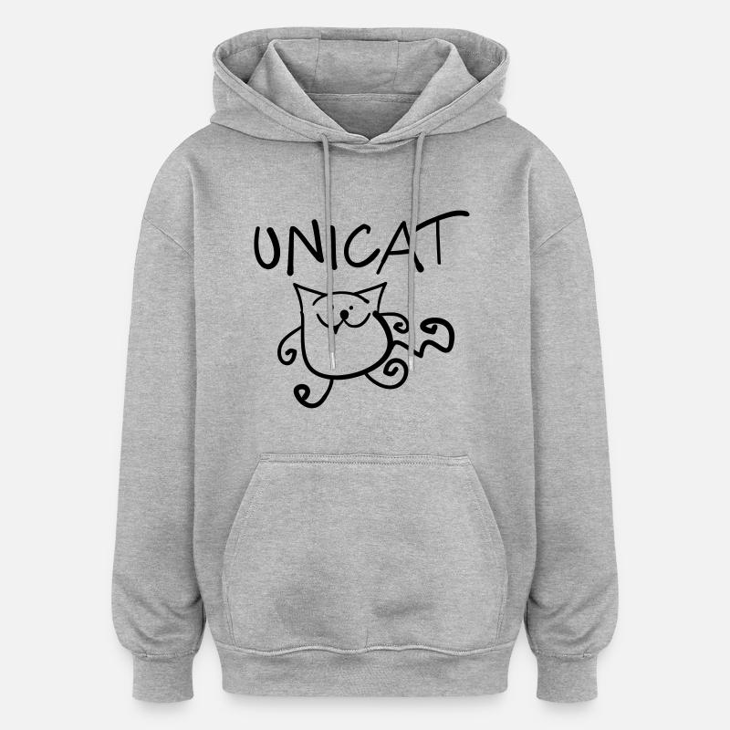 Unicat (a) - Sweat à capuche oversize unisexe - gris chiné
