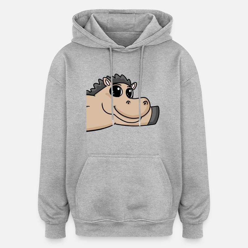 Salutation des chevaux - Sweat à capuche oversize unisexe - gris chiné