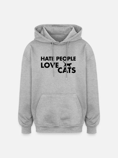Cat Lover - Oversized Unisex Hoodie - heather grey