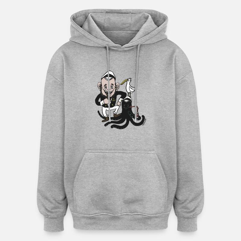 Capitaine par cheslo - Sweat à capuche oversize unisexe - gris chiné