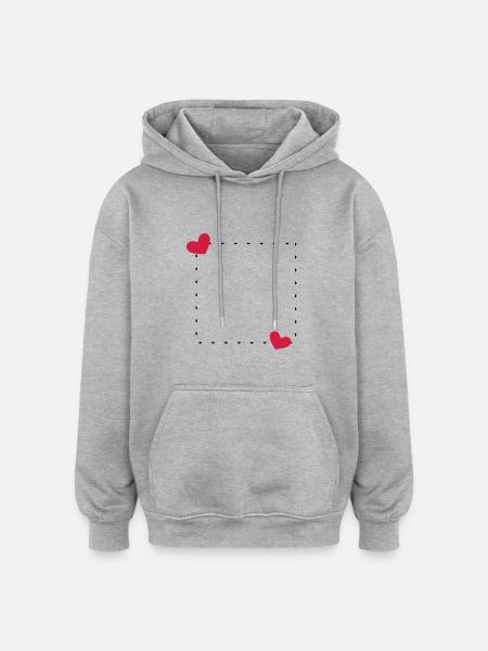 Ligne d'ornement cadre coeur - Sweat à capuche oversize unisexe - gris chiné