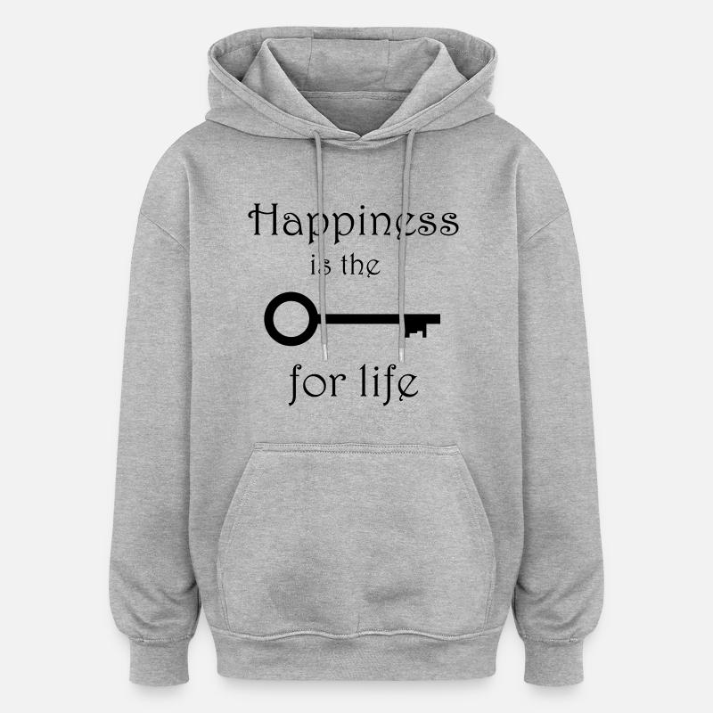 bonheur - Sweat à capuche oversize unisexe - gris chiné