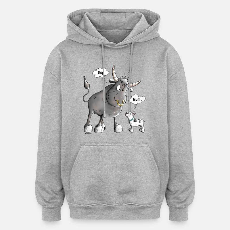 Drôle Bouledogue français bande dessinée - Comique - Sweat à capuche oversize unisexe - gris chiné