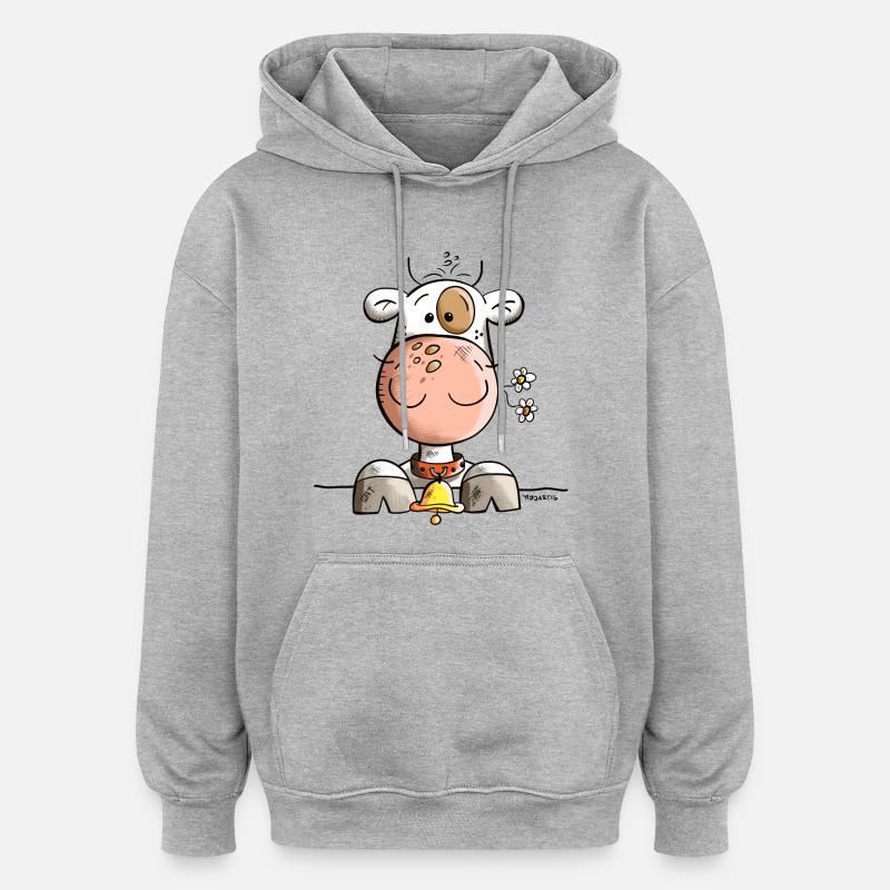Mignon Vache - Sweat à capuche oversize unisexe - gris chiné