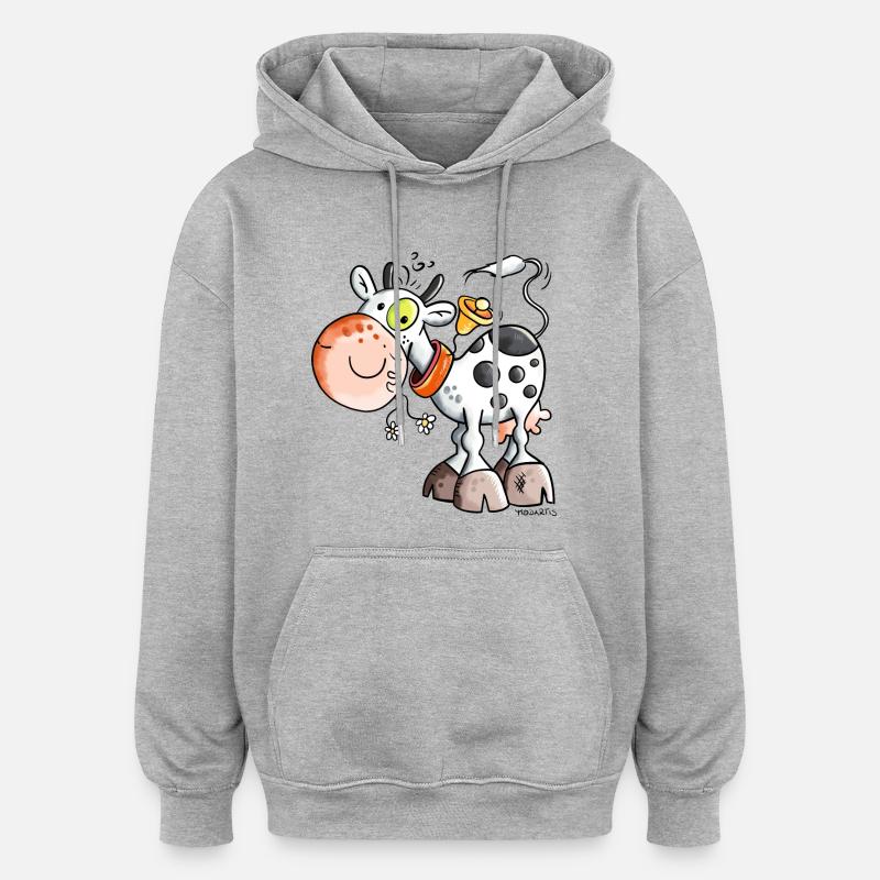 Mignon Vache - Sweat à capuche oversize unisexe - gris chiné