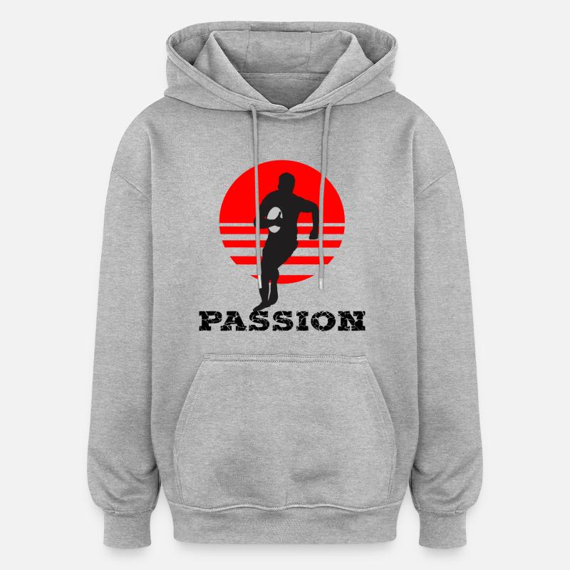 Le rugby - Sweat à capuche oversize unisexe - gris chiné