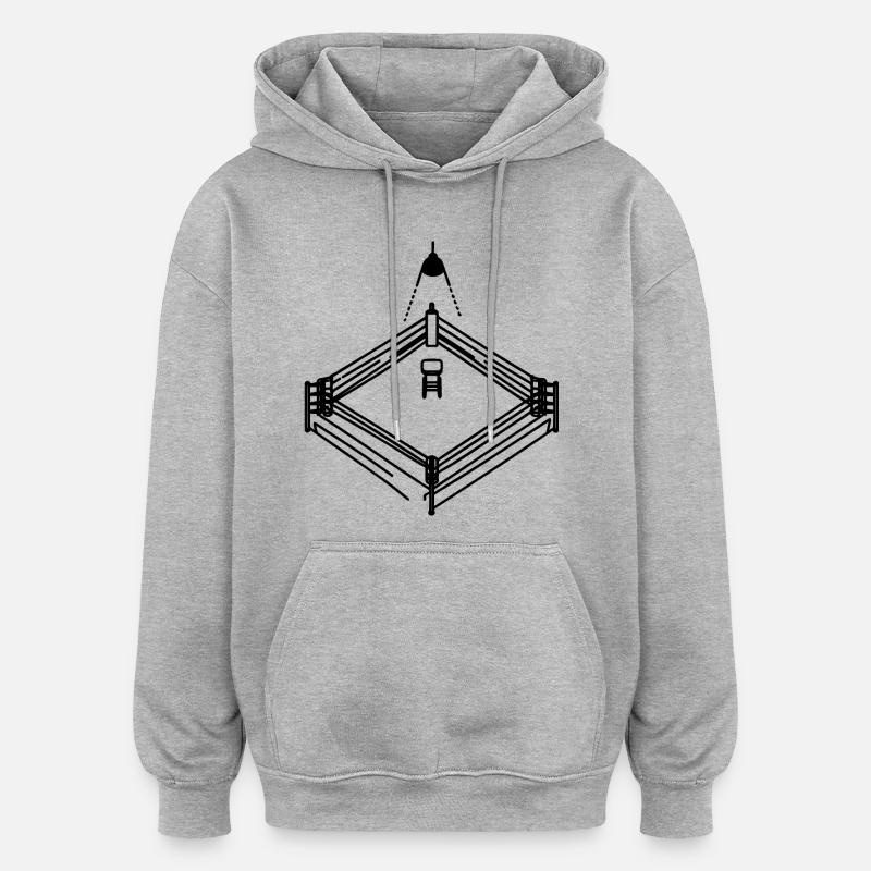 Boxring Grafik - Oversized Unisex Hoodie - Grau meliert