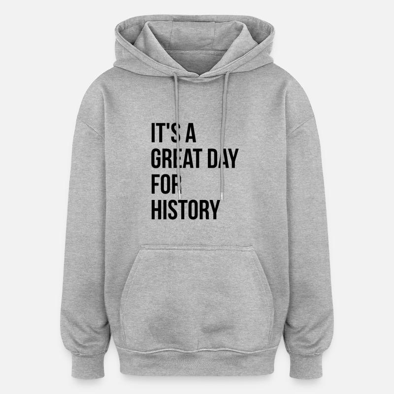 histoire - Sweat à capuche oversize unisexe - gris chiné