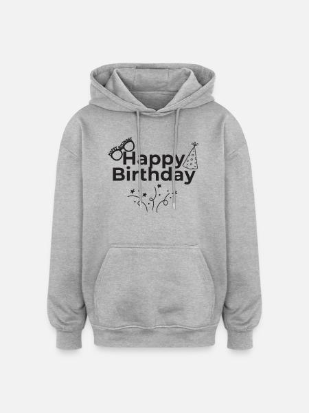Happy Birthday - Oversized Unisex Hoodie - Grau meliert