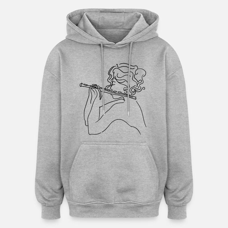 Flötenmädchen Skizze - Oversized Unisex Hoodie - Grau meliert