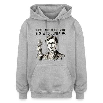 Strategische Operation - Oversized Unisex Hoodie - Grau meliert - Vorne - Noah (186cm)
