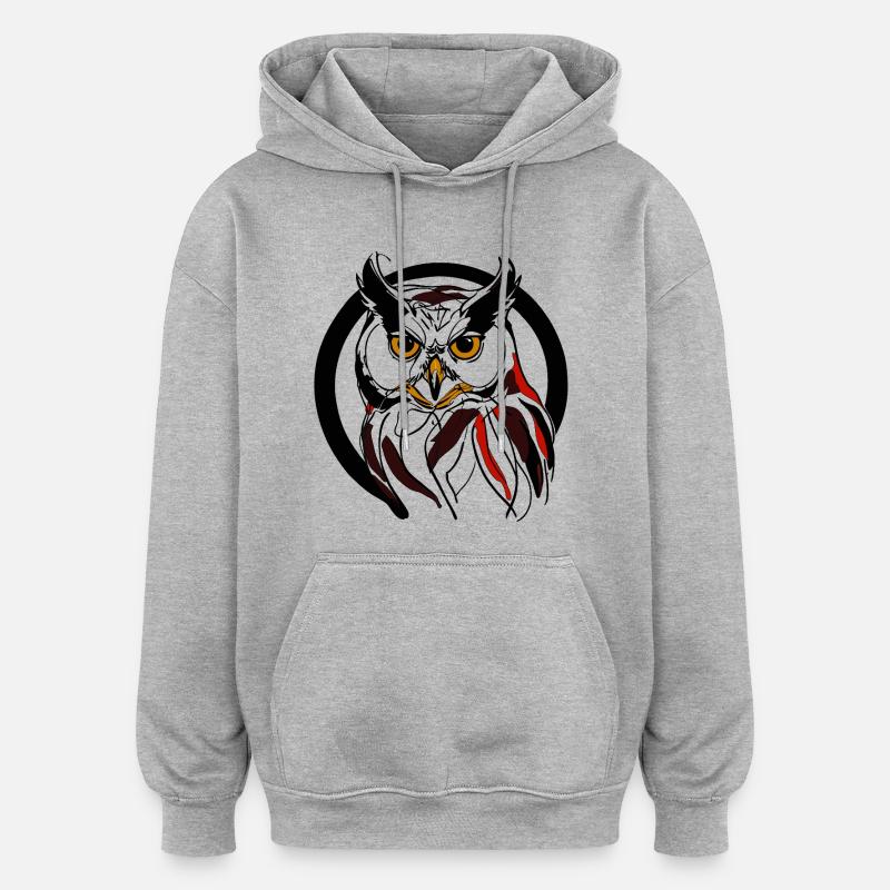 Oiseau de nuit - Sweat à capuche oversize unisexe - gris chiné