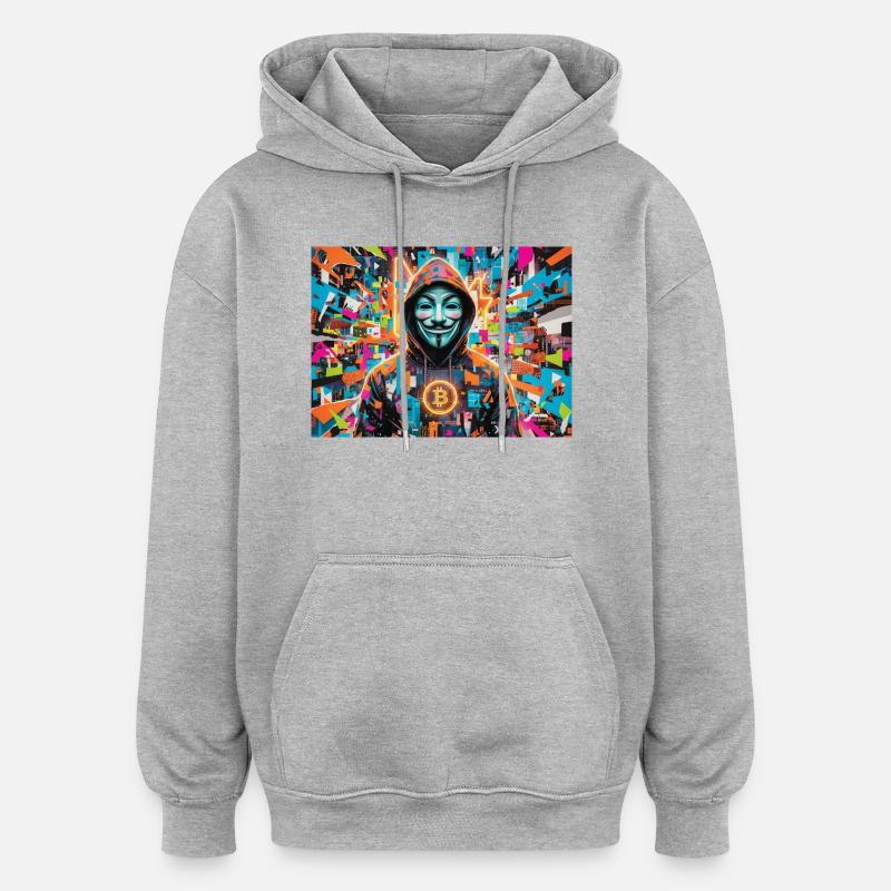 Bitcoin Bazooka - PopArt - Satoshi 3 - Sweat à capuche oversize unisexe - gris chiné
