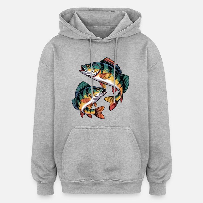 deux perches - Sweat à capuche oversize unisexe - gris chiné