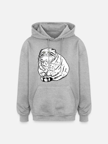 Fat Cat - Oversized Unisex Hoodie - heather grey