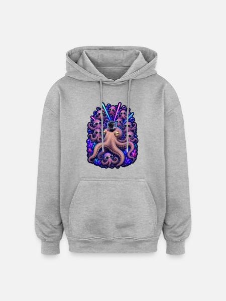 Neon Octopus Rave Kamerateam - Oversized Unisex Hoodie - Grau meliert