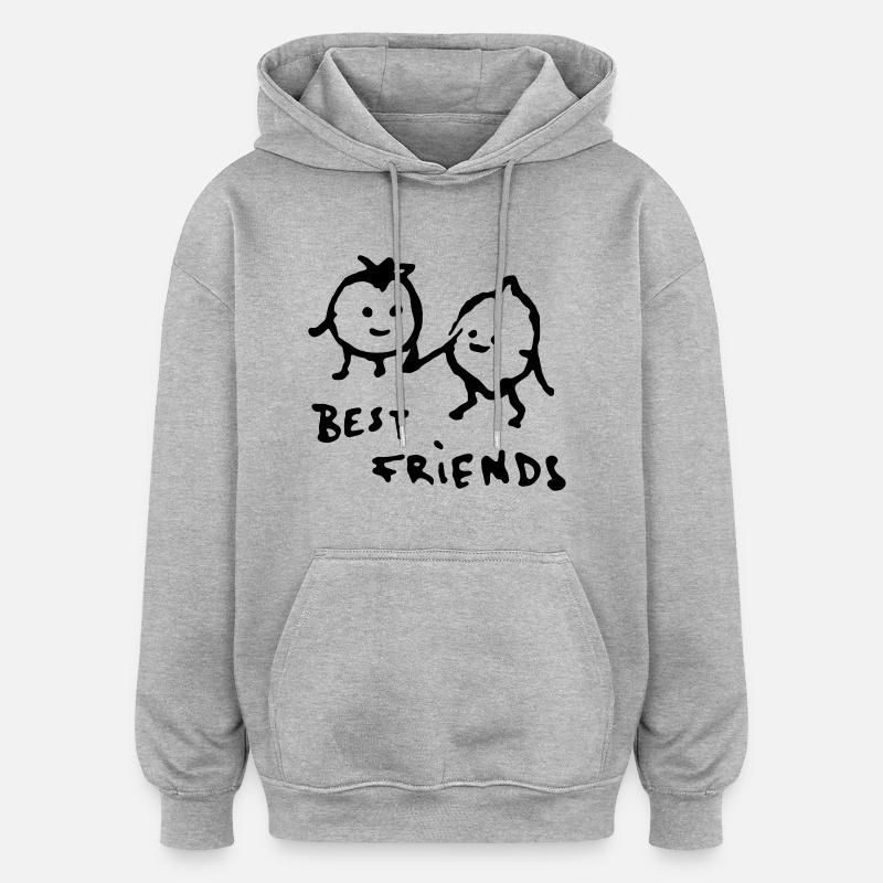 BestFriends - Sweat à capuche oversize unisexe - gris chiné
