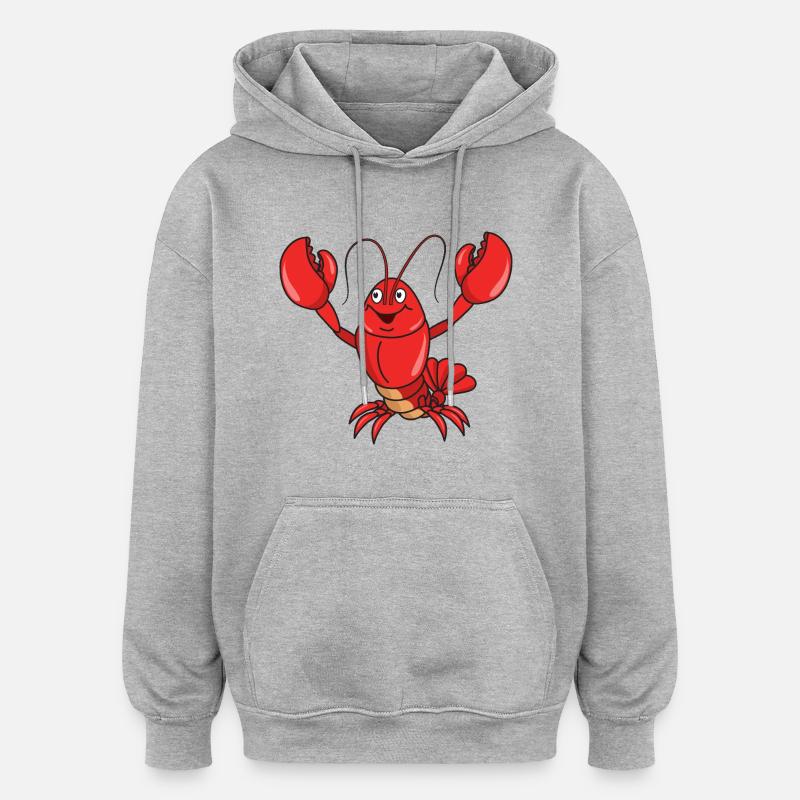 homard - Sweat à capuche oversize unisexe - gris chiné