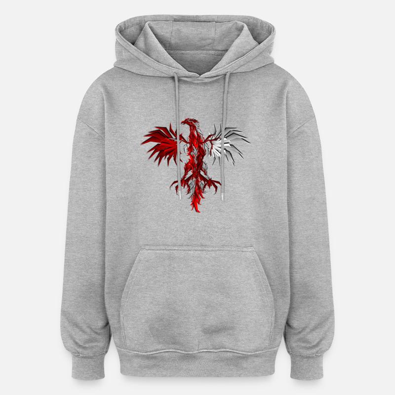 rouge et mur - Sweat à capuche oversize unisexe - gris chiné