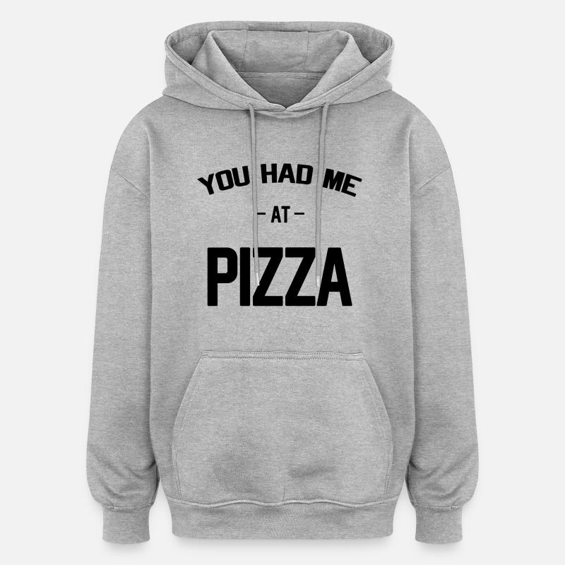 pizza - Sweat à capuche oversize unisexe - gris chiné
