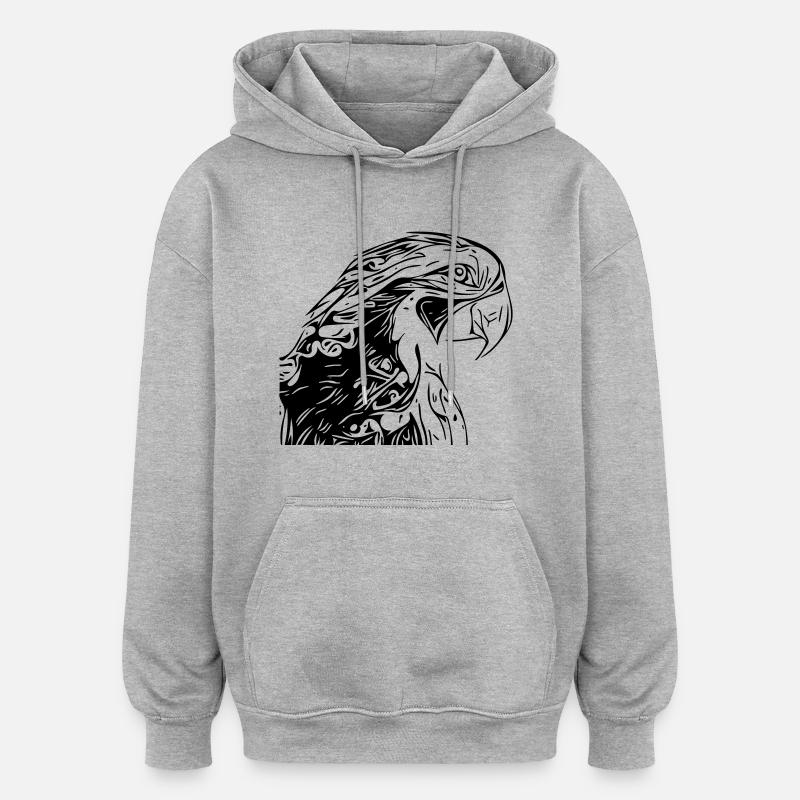 perroquet - Sweat à capuche oversize unisexe - gris chiné