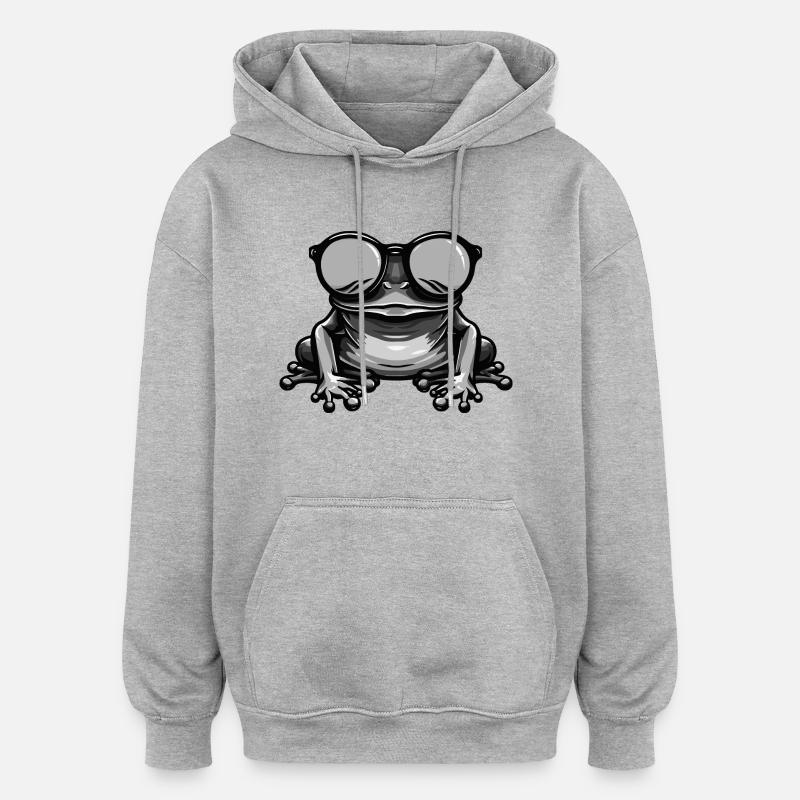 Grenouille drôle cool - Sweat à capuche oversize unisexe - gris chiné