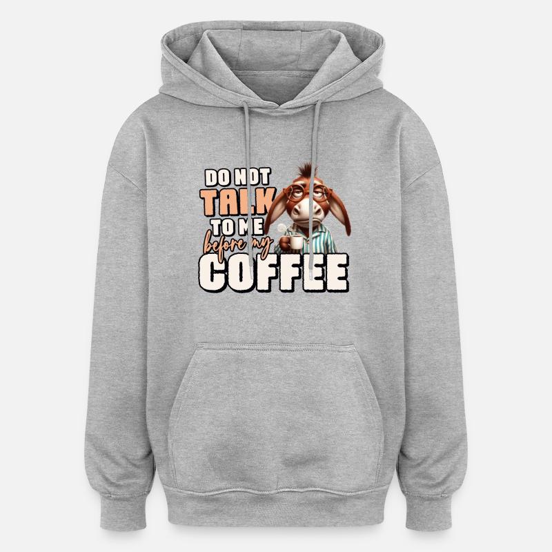 Mürrischer Esel mit Kaffee - Oversized Unisex Hoodie - Grau meliert