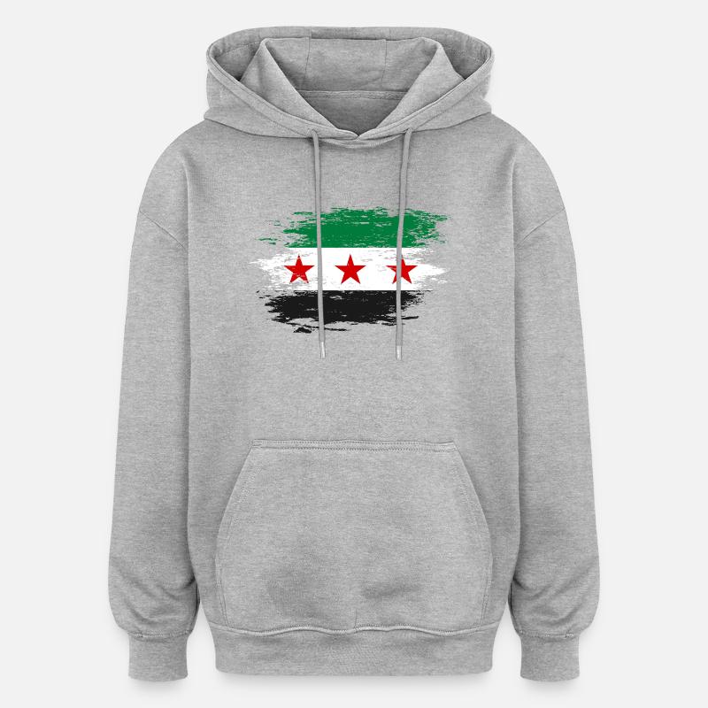 Drapeau syrien utilisé - Sweat à capuche oversize unisexe - gris chiné