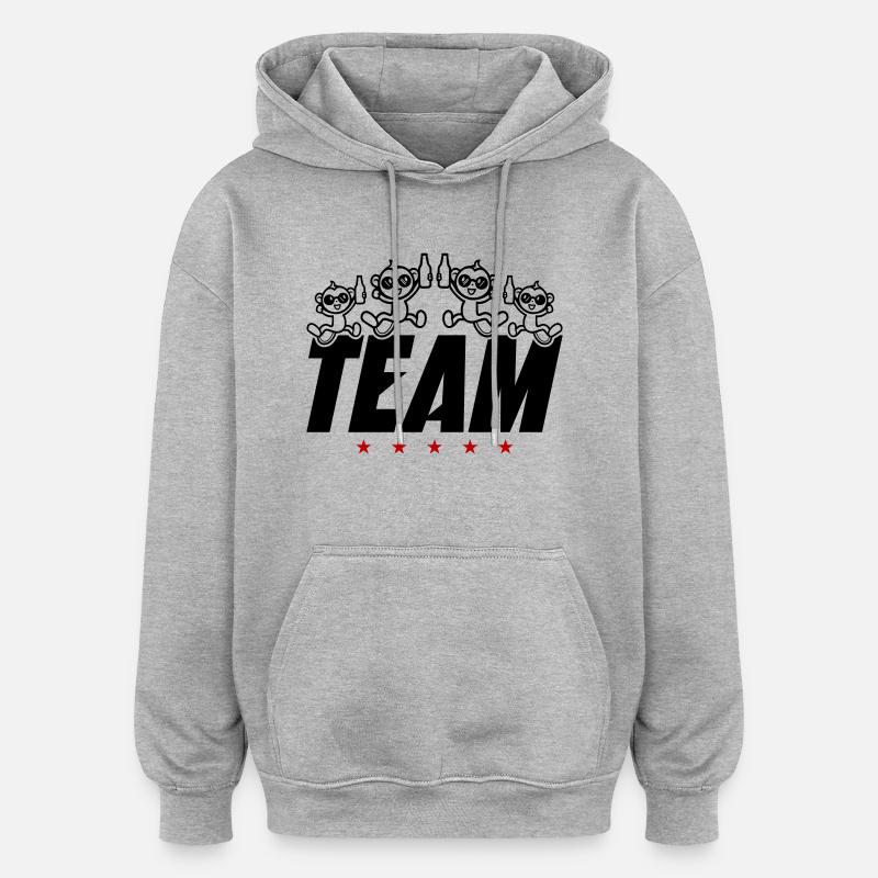 Monkey Team Party Bière - Sweat à capuche oversize unisexe - gris chiné