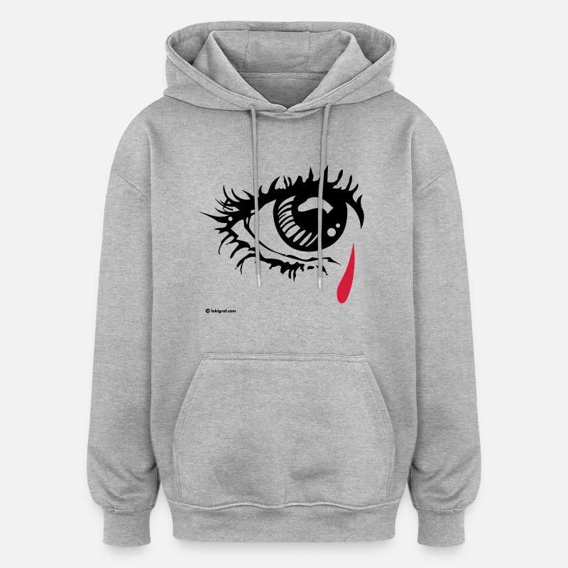 crying_eye - Sweat à capuche oversize unisexe - gris chiné