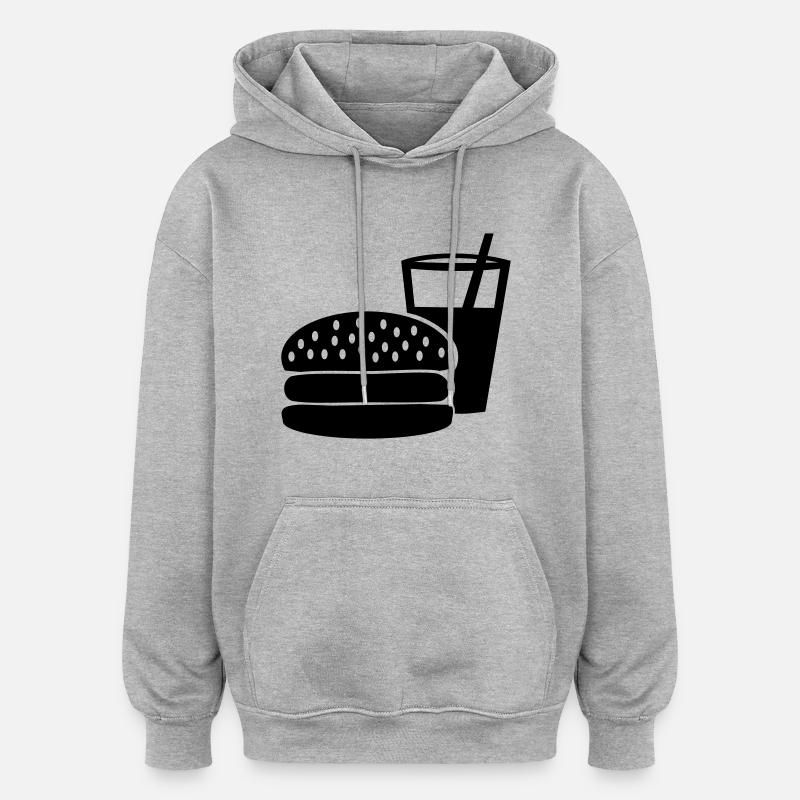 Burger - Fast Food - Oversized Unisex Hoodie - Grau meliert