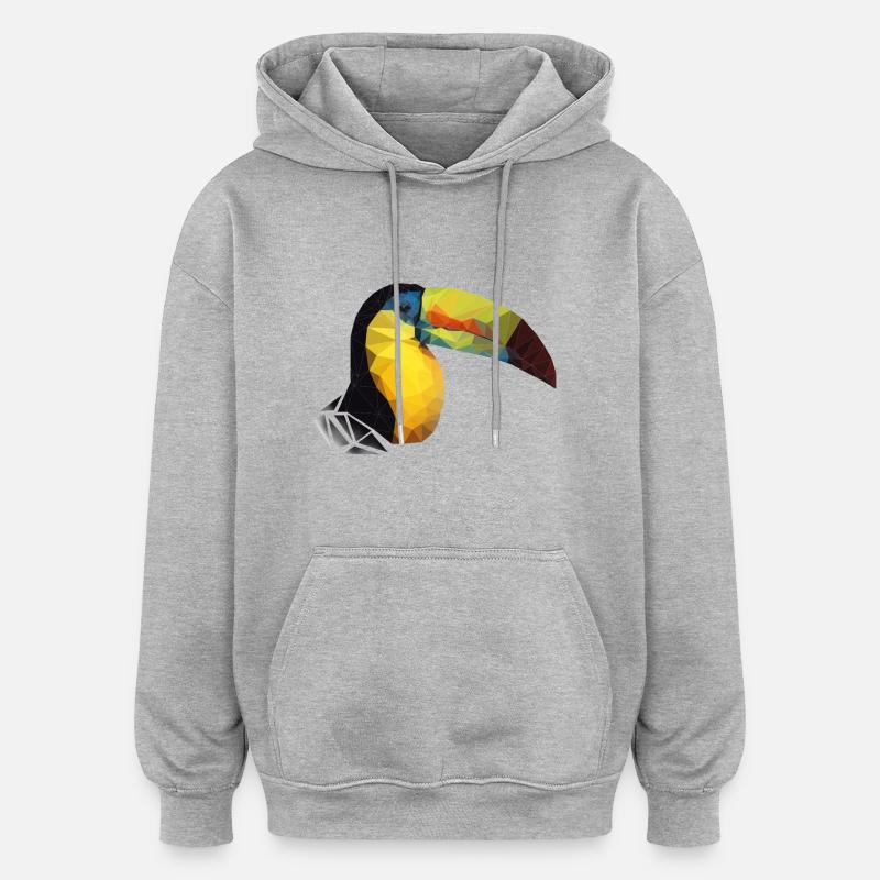 Polygon-Tukan - Oversized Unisex Hoodie - Grau meliert