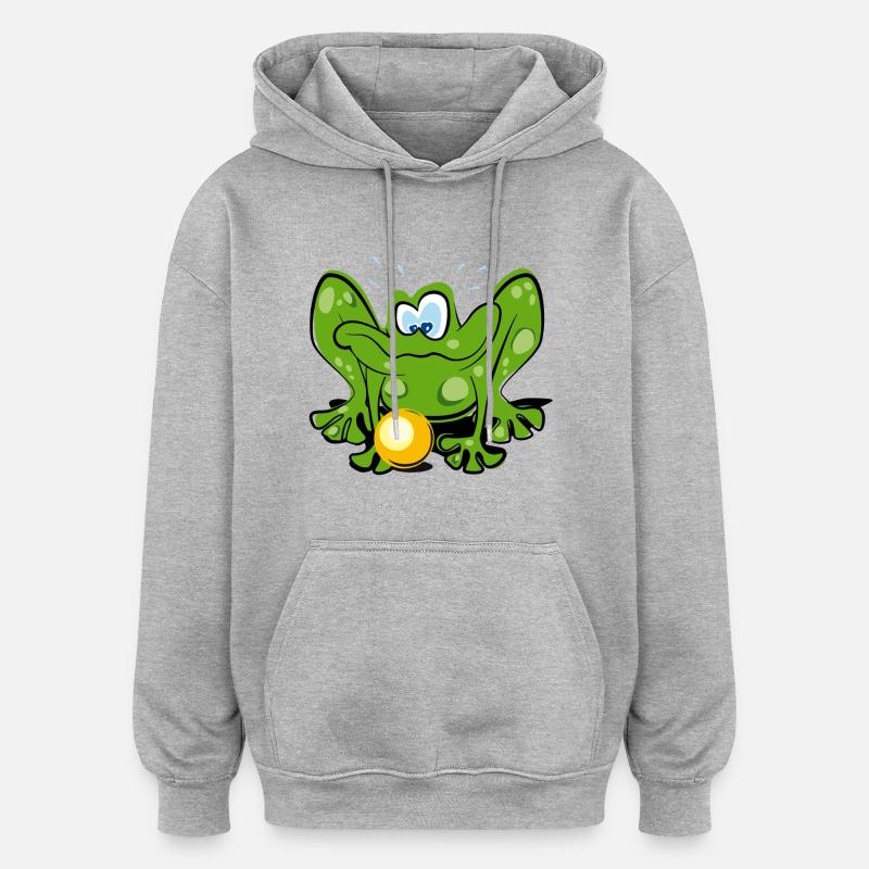 Frosch - Oversized Unisex Hoodie - Grau meliert
