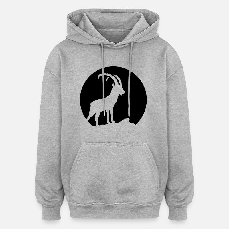 Bouquetin - Sweat à capuche oversize unisexe - gris chiné