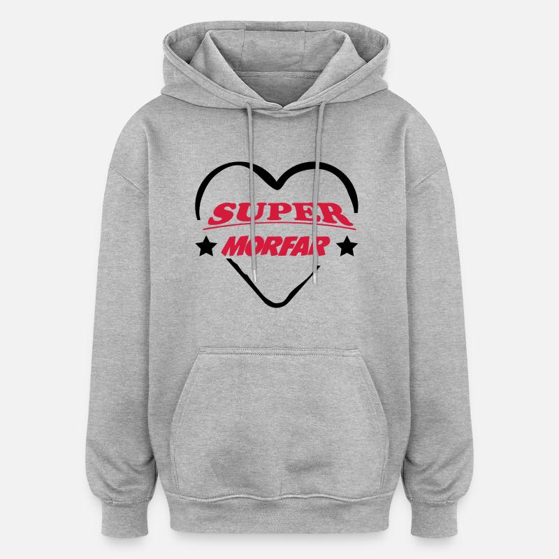 Super morfar 111 - Sweat à capuche oversize unisexe - gris chiné
