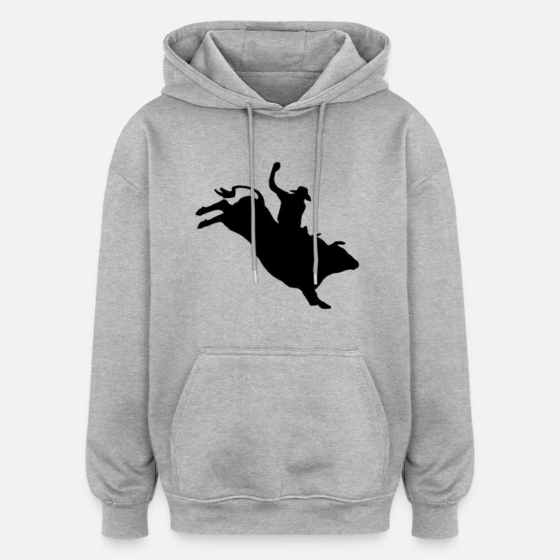 Bullriding - Sweat à capuche oversize unisexe - gris chiné