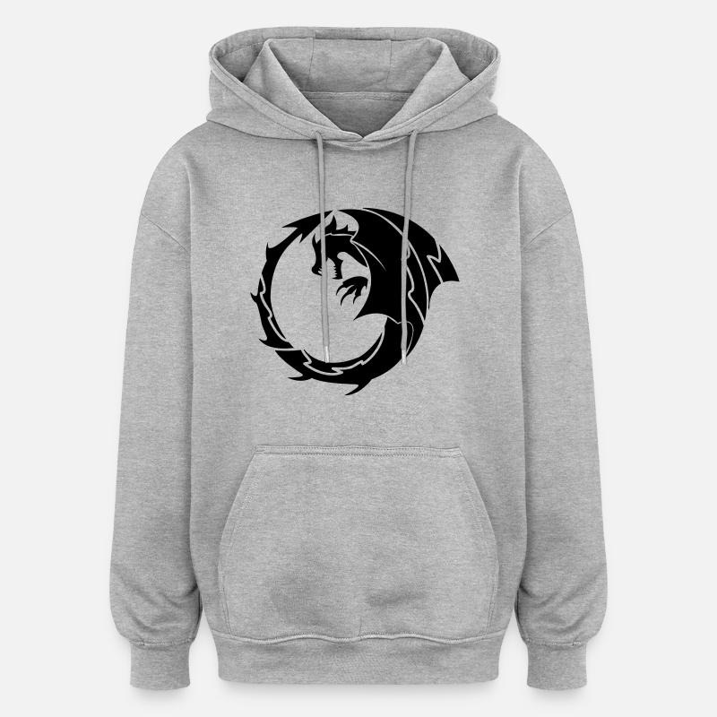 dragon_001 - Sweat à capuche oversize unisexe - gris chiné