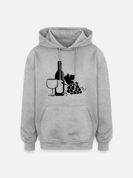 wine bottle grapes - Oversized Unisex Hoodie - Grau meliert
