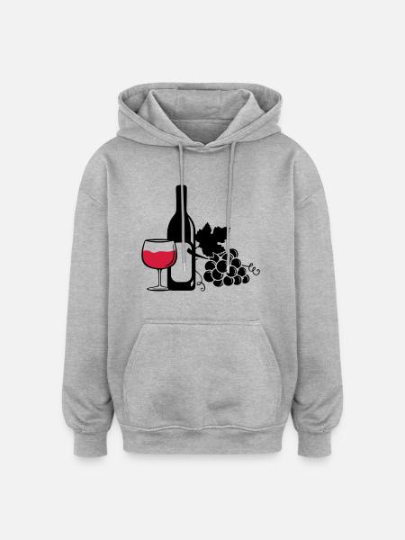 wine bottle grapes - Oversized Unisex Hoodie - Grau meliert