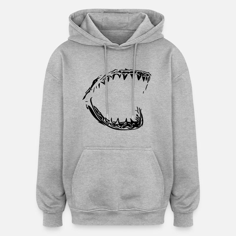 Giant vector shark bit - Oversized Unisex Hoodie - heather grey