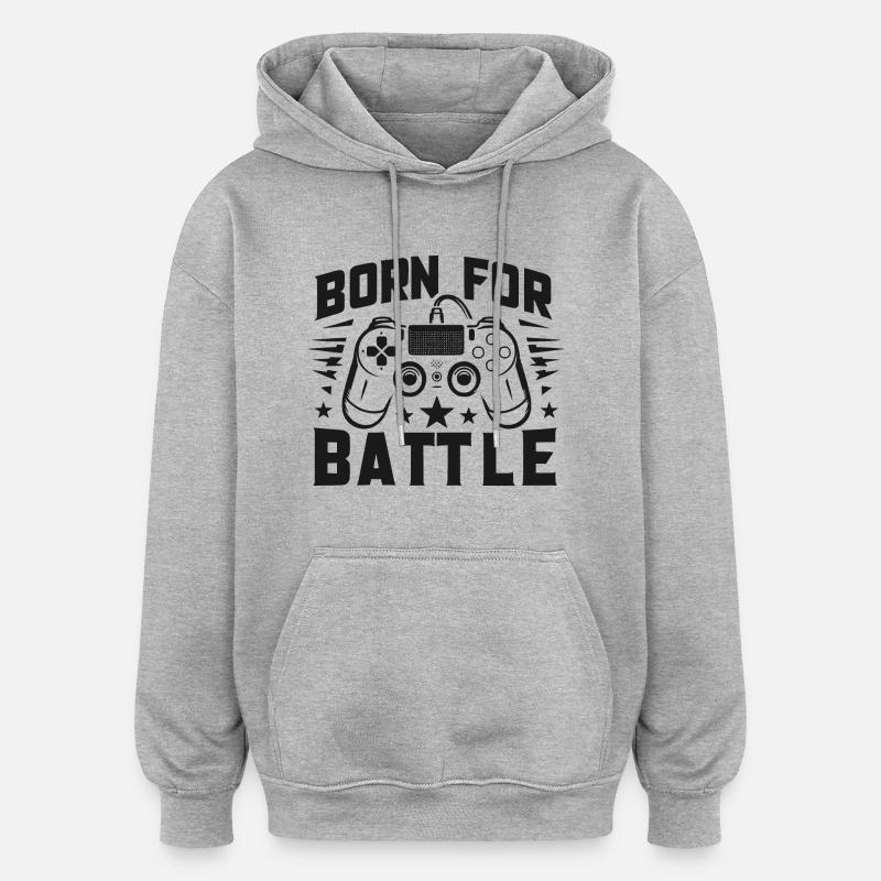 Né pour le combat - Sweat à capuche oversize unisexe - gris chiné