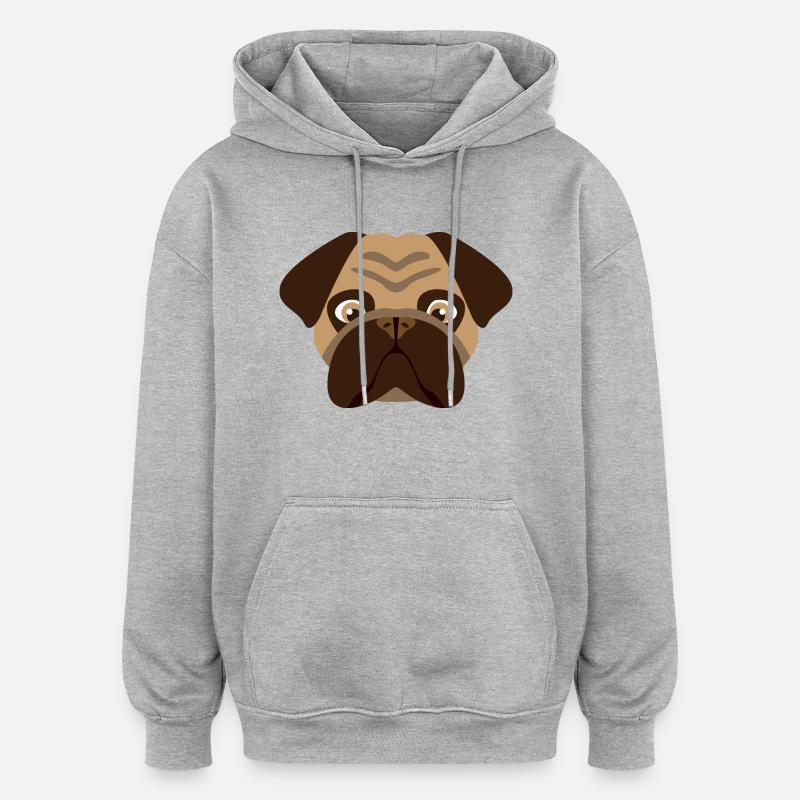 Carlin de chien - Sweat à capuche oversize unisexe - gris chiné