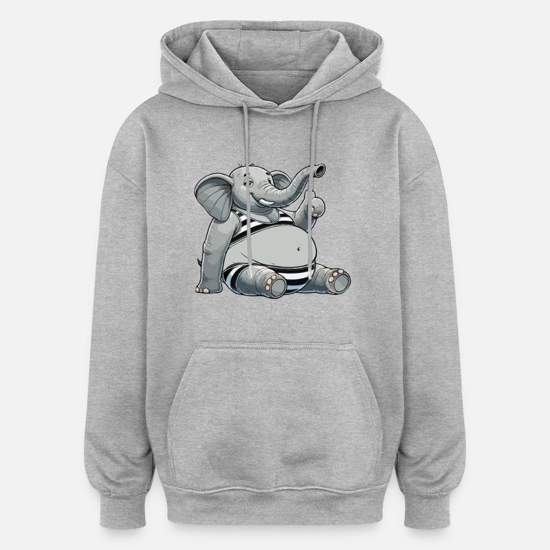 Elefant im Bikini - Oversized Unisex Hoodie - Grau meliert