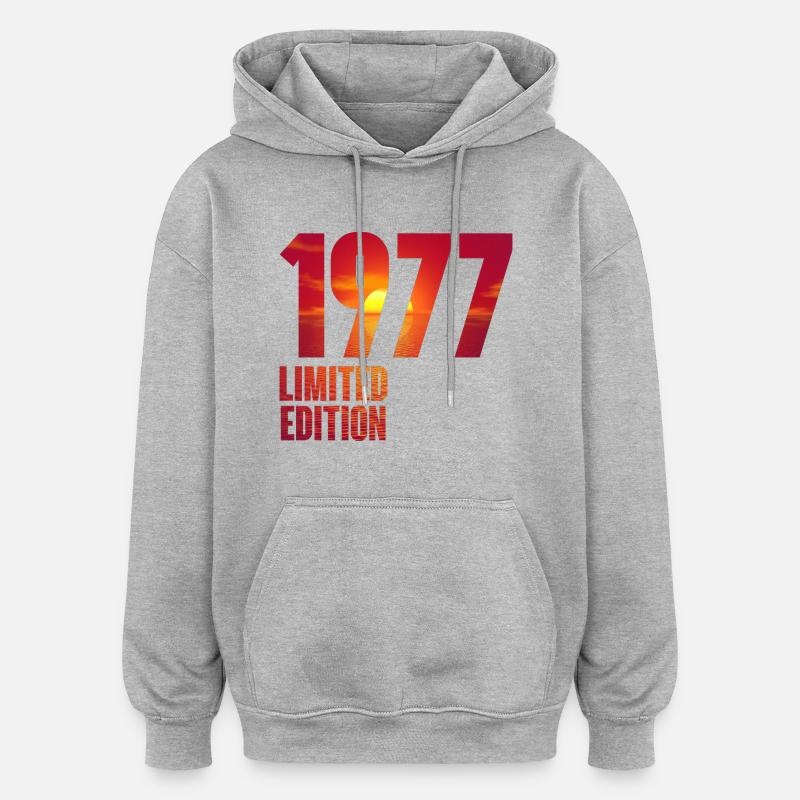 1977 - Sweat à capuche oversize unisexe - gris chiné