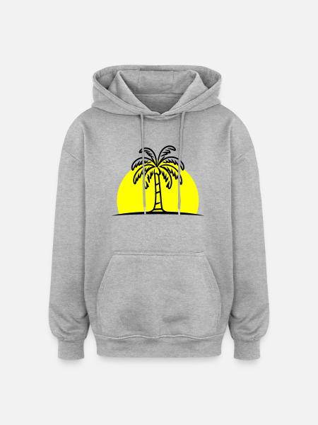 Island Palm Tree Summer Sun - Oversized Unisex Hoodie - heather grey