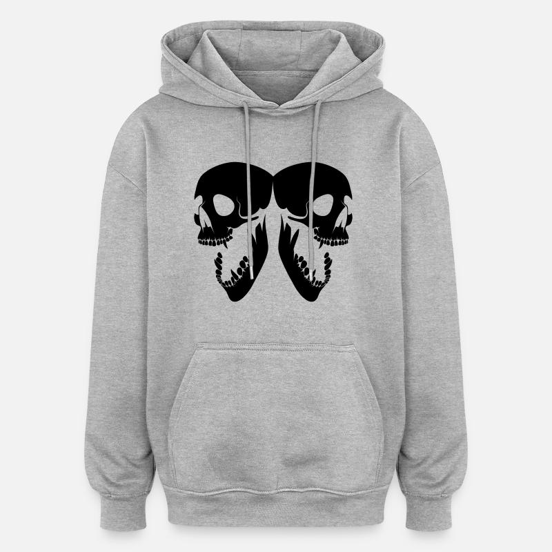skulls - Sweat à capuche oversize unisexe - gris chiné