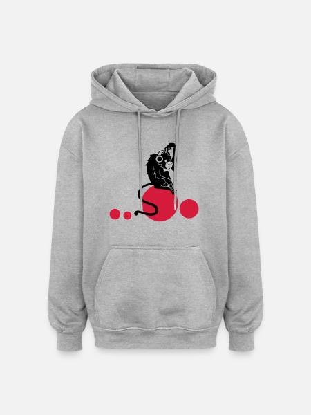 affe mit kopfhörern - Oversized Unisex Hoodie - Grau meliert